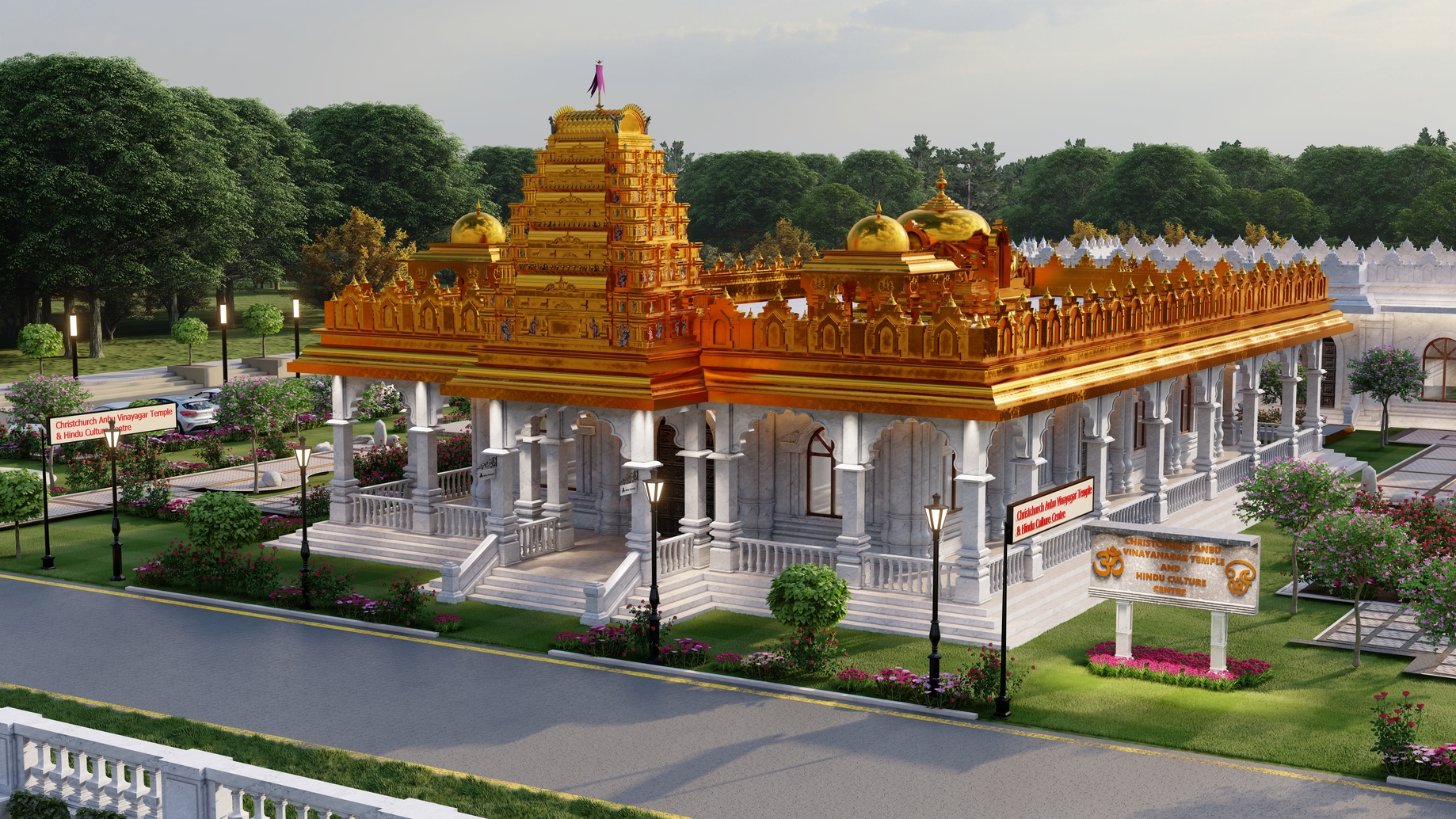 Photo showing imagery of a new Hindu Temple in Christchurch